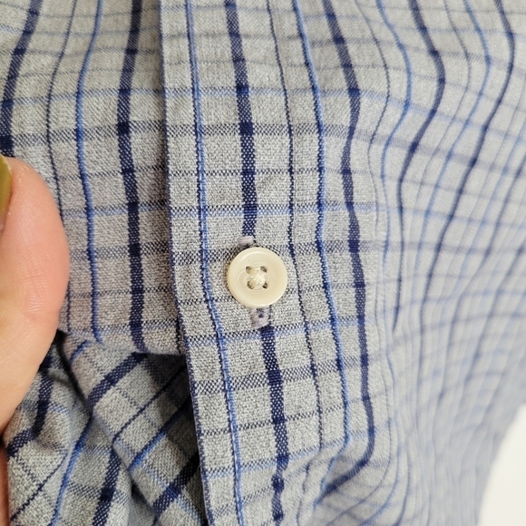 J. Crew Mens Large Blue White Plaid Check Long‎ Sleeve Button Down Shirt Cotton - Picture 7 of 14